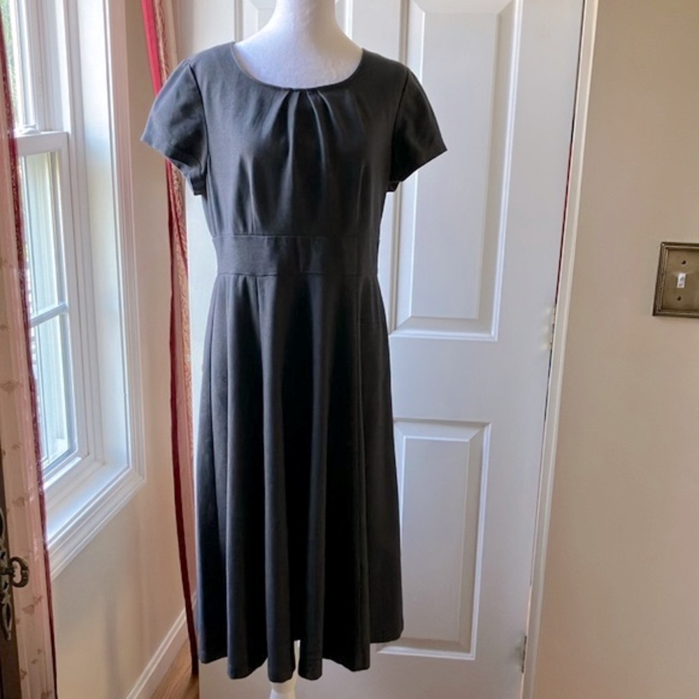Boden Midi Classic Dress Short Sleeve Scoop Neck Dark Gray Size 10